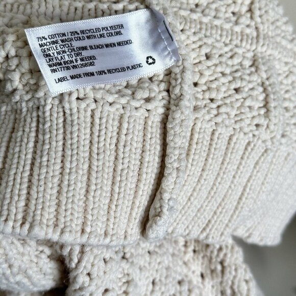 Rachel Comey X Target 1X Beige V Neck Collared Sweater Chunky Knit Cotton Blend - Picture 6 of 7